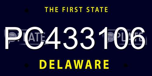 PC433106 Delaware License Plate