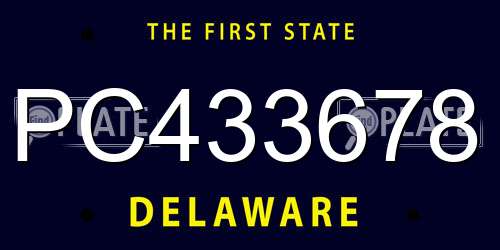 PC433678 Delaware License Plate