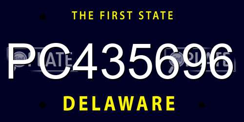PC435696 Delaware License Plate