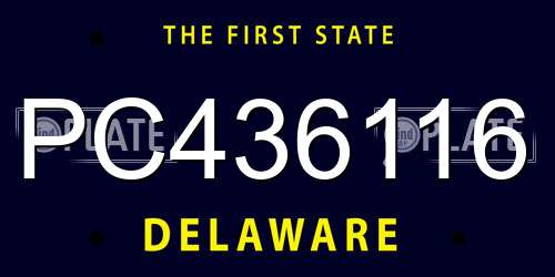 PC436116 Delaware License Plate