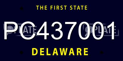 PC437001 Delaware License Plate