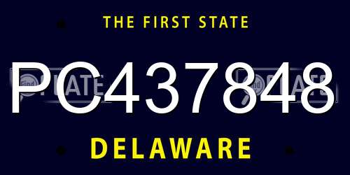 PC437848 Delaware License Plate