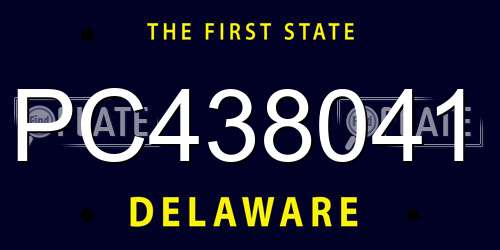 PC438041 Delaware License Plate