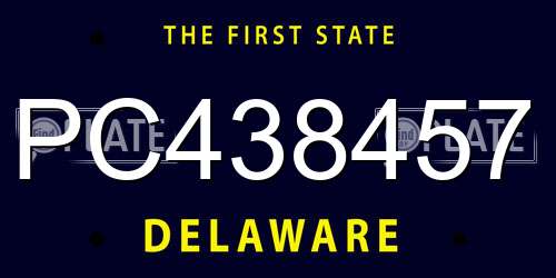 PC438457 Delaware License Plate