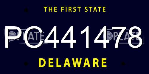 PC441478 Delaware License Plate