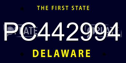 PC442994 Delaware License Plate