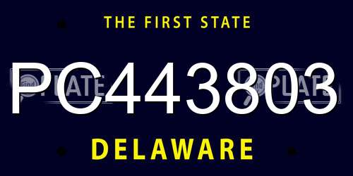 PC443803 Delaware License Plate