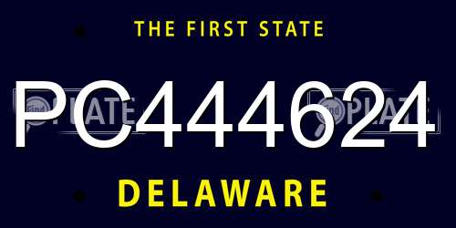 PC444624 Delaware License Plate