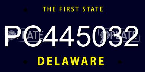PC445032 Delaware License Plate