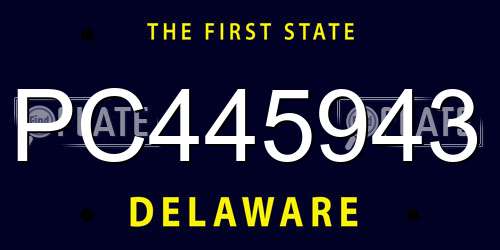 PC445943 Delaware License Plate