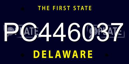 PC446037 Delaware License Plate