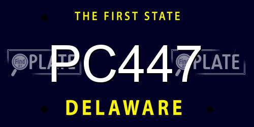 PC447 Delaware License Plate