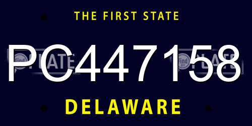 PC447158 Delaware License Plate