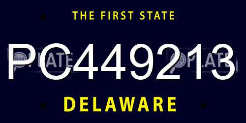 PC449213 Delaware License Plate