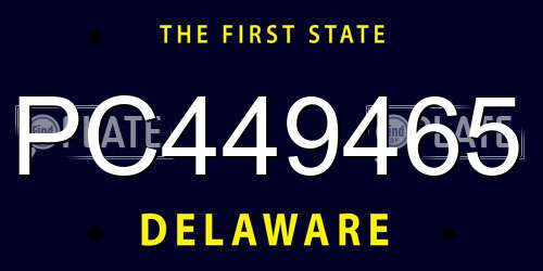 PC449465 Delaware License Plate