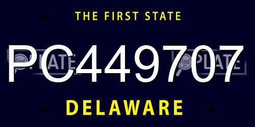 PC449707 Delaware License Plate