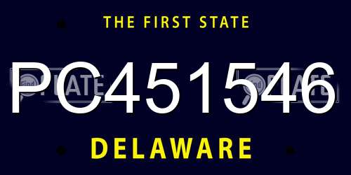 PC451546 Delaware License Plate