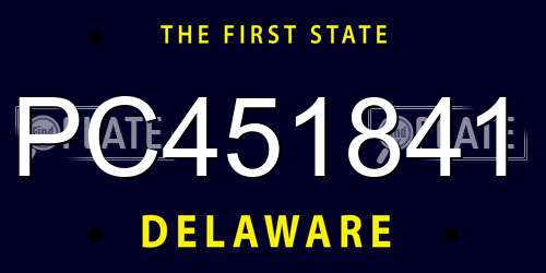 PC451841 Delaware License Plate