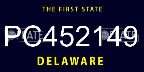 PC452149 Delaware License Plate
