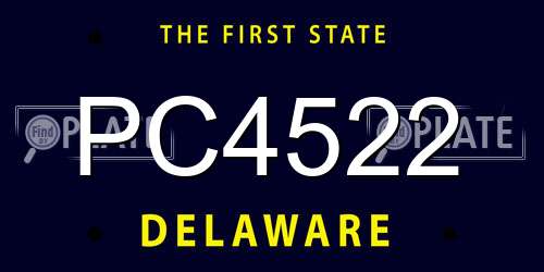 PC4522 Delaware License Plate