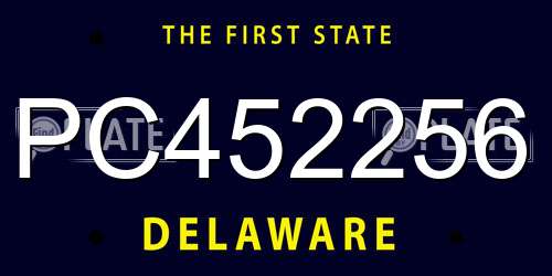 PC452256 Delaware License Plate