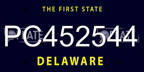 PC452544 Delaware License Plate