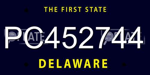 PC452744 Delaware License Plate