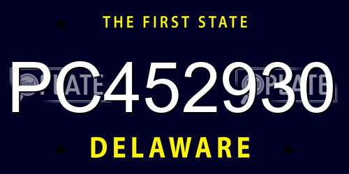 PC452930 Delaware License Plate
