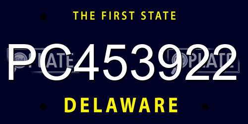 PC453922 Delaware License Plate