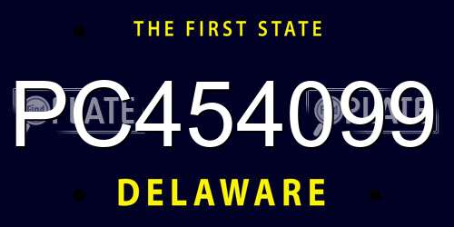 PC454099 Delaware License Plate