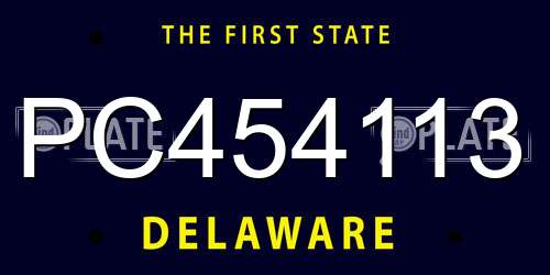 PC454113 Delaware License Plate