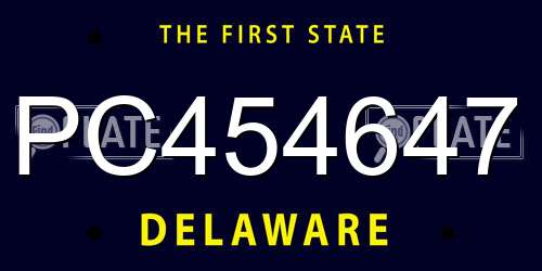 PC454647 Delaware License Plate