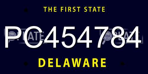 PC454784 Delaware License Plate