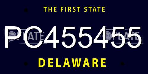 PC455455 Delaware License Plate