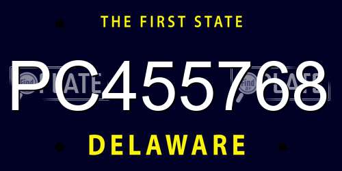 PC455768 Delaware License Plate