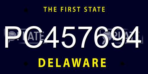 PC457694 Delaware License Plate