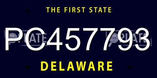 PC457793 Delaware License Plate