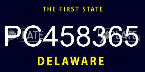 PC458365 Delaware License Plate