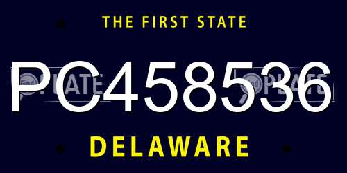PC458536 Delaware License Plate