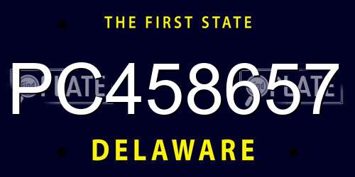 PC458657 Delaware License Plate