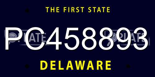 PC458893 Delaware License Plate