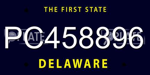 PC458896 Delaware License Plate