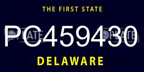 PC459430 Delaware License Plate