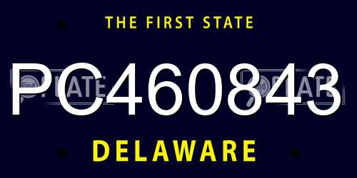 PC460843 Delaware License Plate
