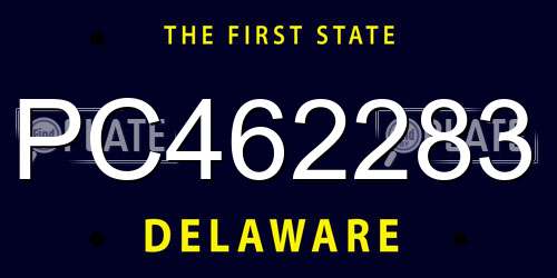 PC462283 Delaware License Plate