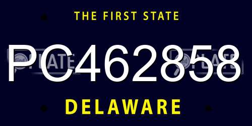 PC462858 Delaware License Plate