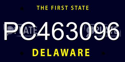 PC463096 Delaware License Plate