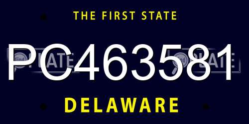 PC463581 Delaware License Plate