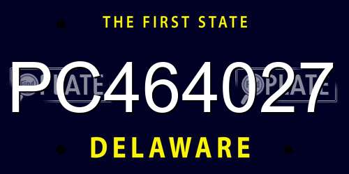 PC464027 Delaware License Plate