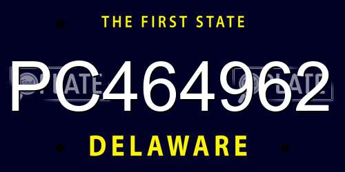 PC464962 Delaware License Plate